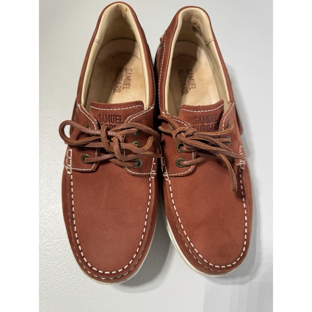 Samuel Hubbard Men's 8.5 "New Endeavor" Classic Boat Shoe Red Leather Old Money